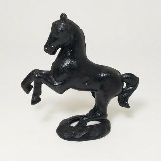 Cast Iron Horse Bank Vintage 5 " Black Stallion Rearing Up Animal