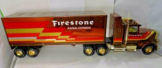Vtg Nylint Firestone Gold Freightliner 18 Wheeler 24 " Semi Truck Tractor Trailer