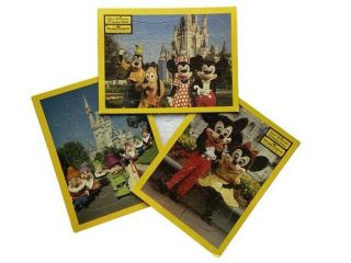 3 Vintage Jaymar Walt Disney Cahracters Inlaid Puzzles Disneyland Mickey Minnie