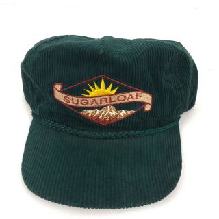 Vintage Sugarloaf Usa Maine Ski Hat Cap Corduroy Green Made Usa Hbx48