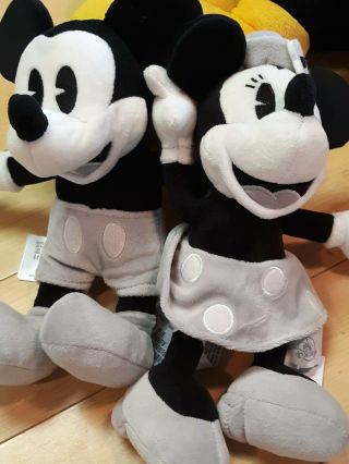 Disney Exclusive Mickey & Minnie Mouse 9 " Plush Black White Gray Toys