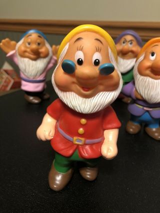 Vintage Walt Disney Productions Snow White 7 Dwarfs Set Of Squeak Toys Rubber 2