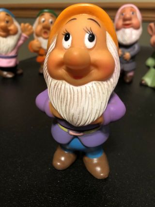 Vintage Walt Disney Productions Snow White 7 Dwarfs Set Of Squeak Toys Rubber 3