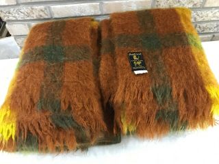 Vintage Plaid Royal Scot 100 Wool Blanket Throw 72x48” Made Great Britain Set 2