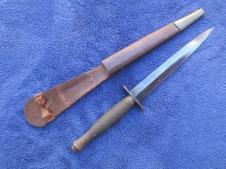 Vintage Ww2 British Fairbairn Sykes Knife Commando Dagger And Sheath
