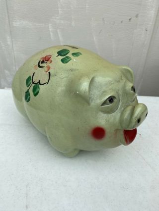 Vintage United Gift Mfg Co 1946 Ceramic / Chalkware Piggy Bank 14 " Plug