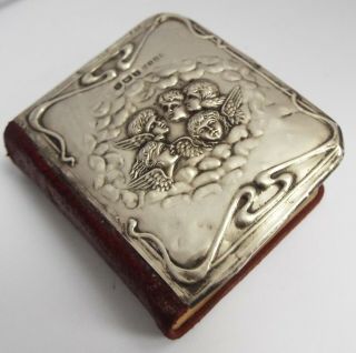English Antique 1912 Solid Sterling Silver Mounted Prayer Book Cherubs