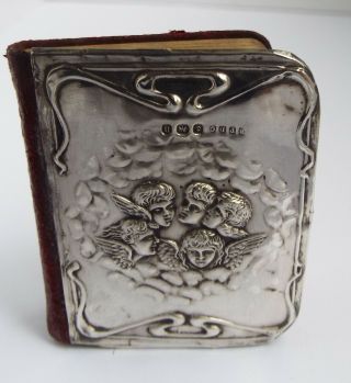 ENGLISH ANTIQUE 1912 SOLID STERLING SILVER MOUNTED PRAYER BOOK CHERUBS 3