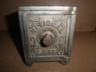 Great Old Cast Iron National Safe Combination Safe Still Bank C.  1902
