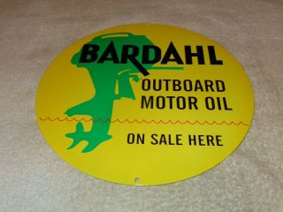 Vintage Bardahl Outboard Motor Oil 11 3/4 " Metal Marine Fish Gasoline Boat Sign