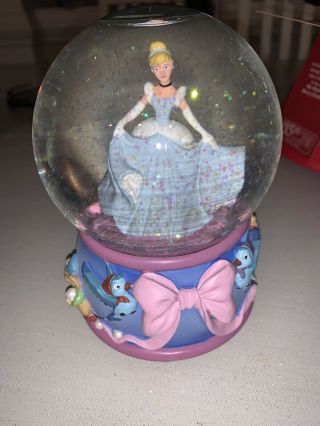 Vintage Disney Cinderella Musical Snow Globe Plays " So This Is Love "