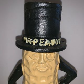 Vintage Mr Peanut Bank Cast Iron 11.  5” Tall 3