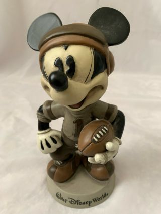 Disney 8 " Brown Mickey Mouse Football Player Bobble Head Figurine