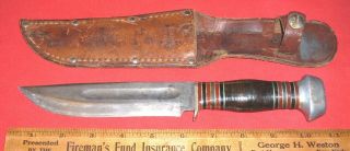Vintage Remington Umc Rh36 10.  5 " Fixed - Blade Knife With Sheath (@1920s)