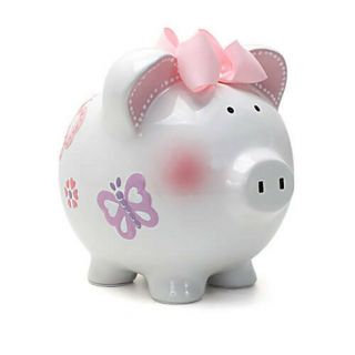 Child To Cherish Ceramic Piggy Bank For Girls,  Butterfly