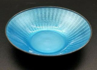 Sterling Vintage David Andersen Blue Guilloche Enamel Salt Dish Plate 25.  9gm