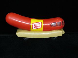 Vintage Oscar Mayer Wienermobile Rolling Plastic Bank 10 Inches Long
