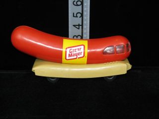 Vintage Oscar Mayer Wienermobile Rolling Plastic Bank 10 Inches Long 3