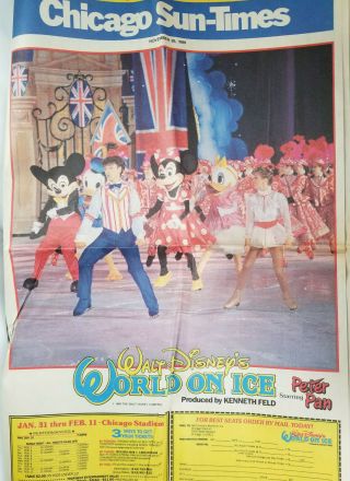 Chicago Sun Times Nov 26 1989 Walt Disney World On Ice Peter Pan Cover Newspaper