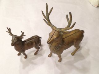 A Great Antique Cast Iron Animal Figure Slot Banks.  Reindeer Or Stag Dee