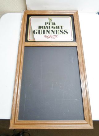 Guinness Beer Vintage Pub Mirror With Black Chalk Board 31x16.  5
