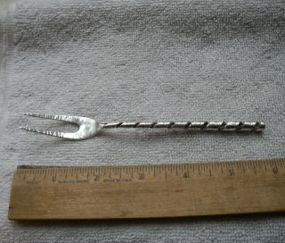 Rare Dominick & Haff Sterling Aesthetic Hammered Pickle Fork - Ribbon Spiral