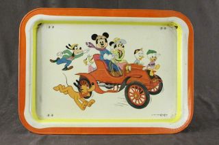 Vintage Walt Disney Mickey & Minnie Mouse Goofy Pluto Jalopy Metal Tv Tray