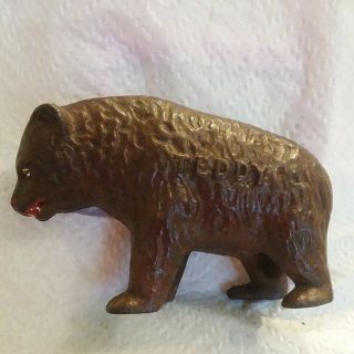 Vintage Arcade Cast Iron Teddy (roosevelt) Bear Piggy Bank Election Politics