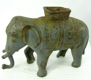 1920s Ac Williams Antique Cast Iron Howdah Elephant Still Coin Bank