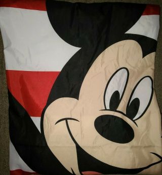 Disney Mickey Mouse Standing Shower Curtain Red & White Stripes Fabric 72x72