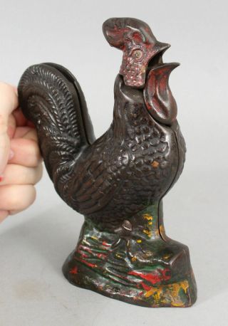 Kyser & Rex Mechanical Painted Cast Iron Rooster Bank &