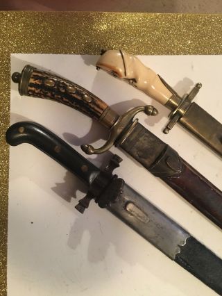 Rare Antique Hunting Sword - Damascus Blade & Orig Scabbard C.  1800 Fine Fine Fine