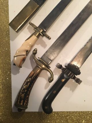 RARE Antique Hunting Sword - Damascus Blade & Orig Scabbard C.  1800 Fine Fine Fine 5