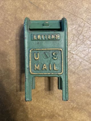 Antique Cast Iron Us Mail Letter Box Coin Bank All
