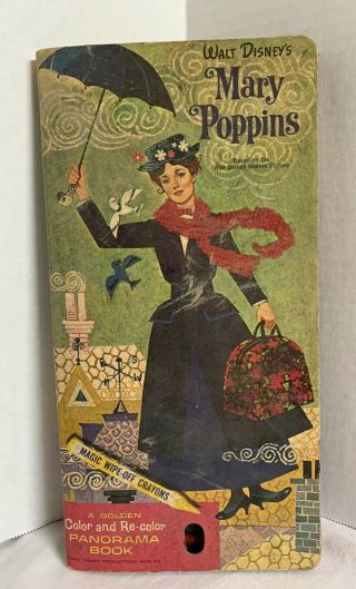 1964 Disney Mary Poppins Color And Re - Color Panorama Book W/ Crayons