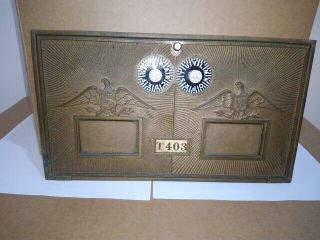 Antique Brass Combination Us Post Office Mail Box Door Double Eagle Corbin 87 - A