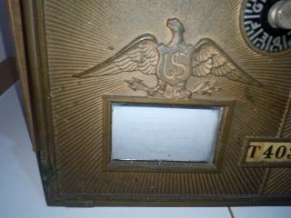 Antique Brass combination US Post Office Mail Box Door Double Eagle Corbin 87 - A 2