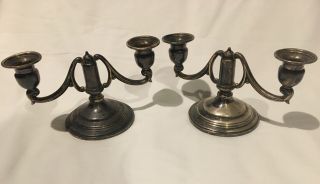 Vintage Mueck Carey Co Sterling Silver Weighted Candlesticks Pair 350