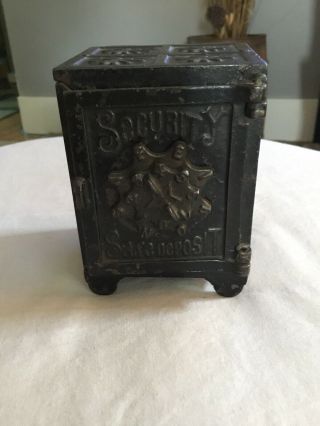 Antique Security Safe Deposit Cast Iron Still Bank Pat 1880 
