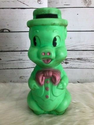 Vintage Green Plastic Pig Piggy Bank A.  J.  Renzi Corp.  Circa 1964