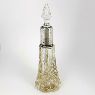 George V Sterling Silver & Glass Perfume Scent Bottle London 1919 Schindler & Co