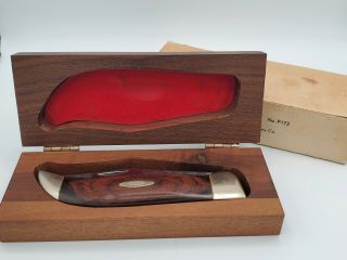 Case Xx Usa 1965 - 69 Wood P172 Buffalo Clasp Knife In Wooden Box W/ Outer Box