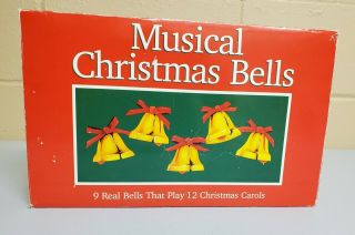 Vtg1990 Capricorn Electronics Musical Chiming Christmas 9 Brass Bells 12 Songs