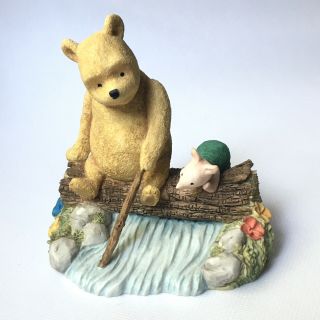 Disney Winnie The Pooh Classic Border Fine Arts “pooh And Piglet Sitting On Log”
