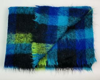 Vintage Lan Air Cel 70 Mohair 30 Wool Tartan Plaid Blanket Throw Farmhouse