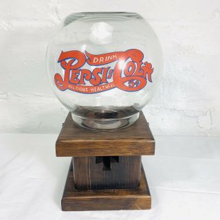 Vintage Pepsi - Cola 5 Cent Gumball Machine Wood & Glass 12 " Double - Dot