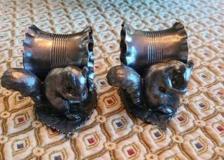 PAIR VICTORIAN Rockford Silver Plate SQUIRREL Antique NAPKIN RING HOLDERS 3