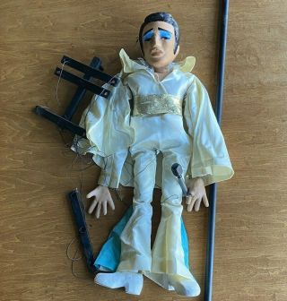 Vtg Large Marionette Puppet Elvis Hand - Carved Painted Jointed Wood 2 Feet Tall