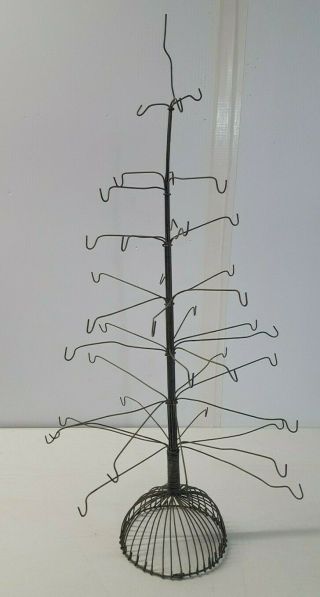Vintage Wire Galvanized Metal Christmas Ornament Display 27 " Tree Hooks 5907