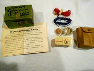 Vintage Crown Germanium Radio Model Gr - 10 Box/instructions/case 2 "